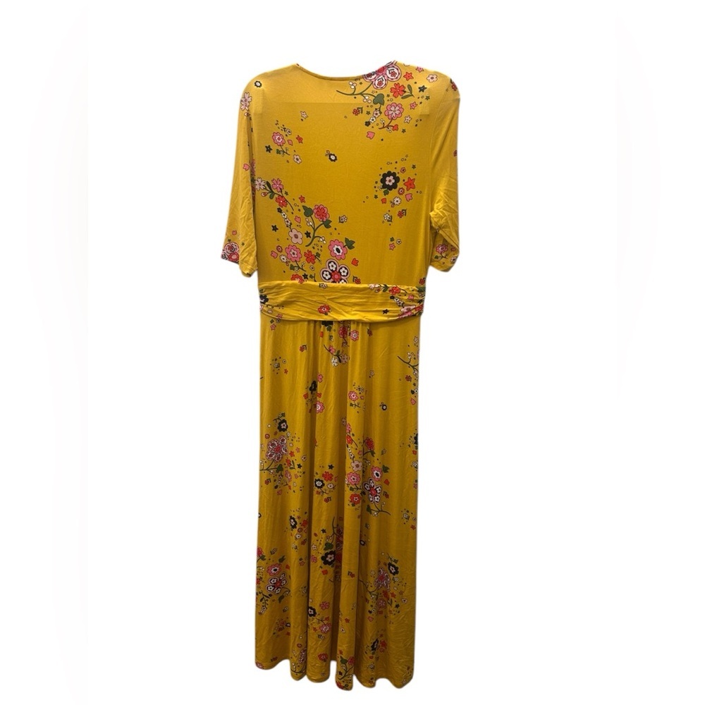 Boden Yellow Floral Wrap Midi Dress - Picture 3 of 7